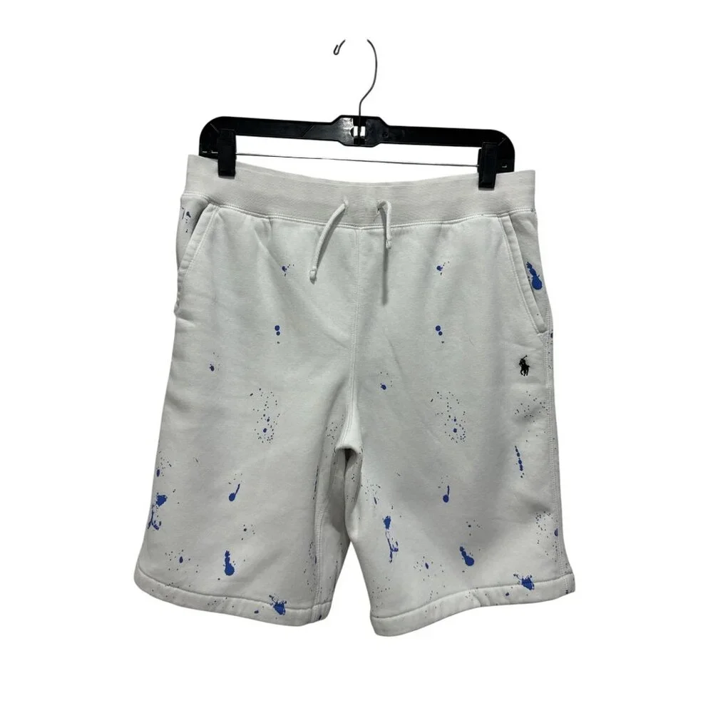 POLO Ralph Lauren Boys Youth Polo Bear White Paint T-Shirt & Shorts Outfit XL(18